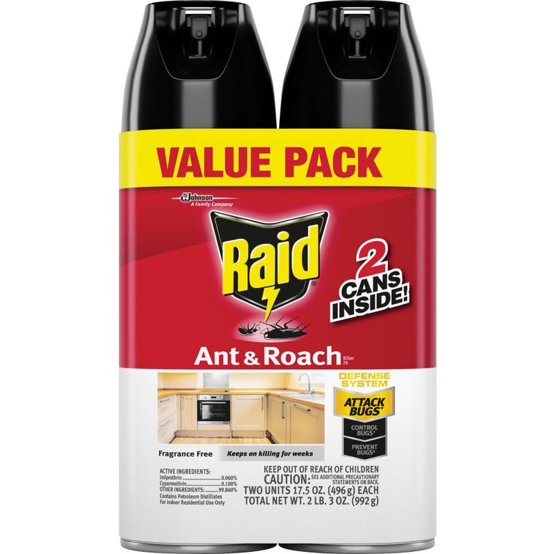 Raid Ant & Roach Killer Spray, 17.5 Oz, 2 Cans Per Box, Case Of 6 Boxes MPN:370913CT