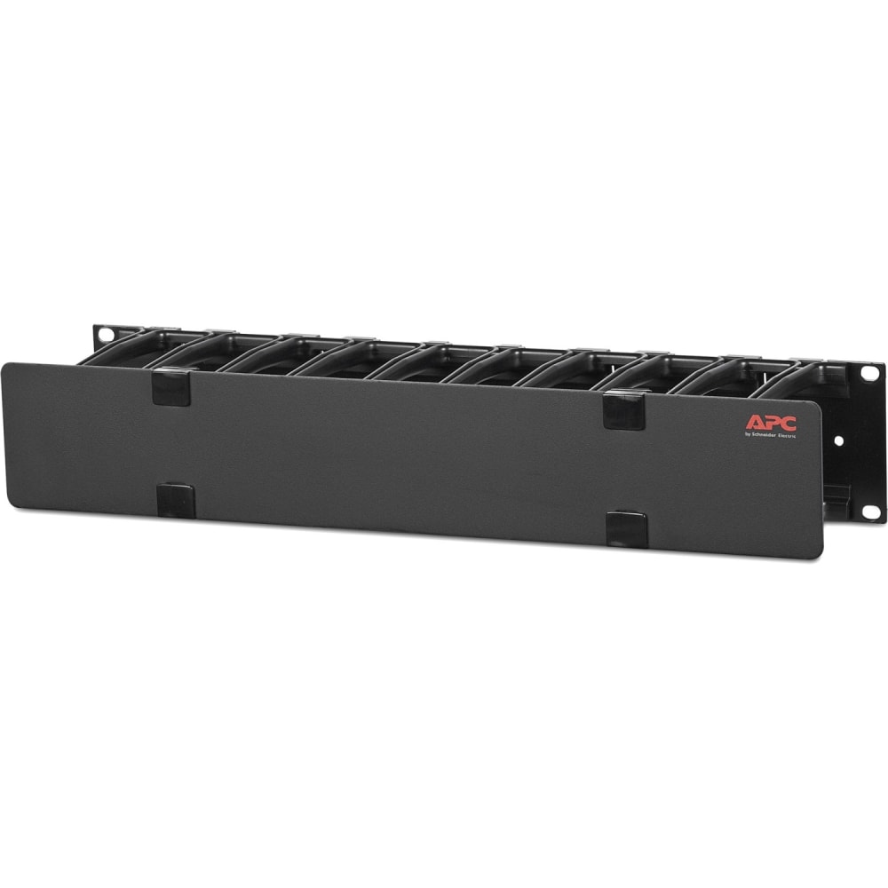 APC by Schneider Electric Horizontal Cable Manager, 2U x 4in Deep, Single-Sided with Cover - Cable Manager - Black - 2U Rack Height - 19in Panel Width - TAA Compliant MPN:AR8600A