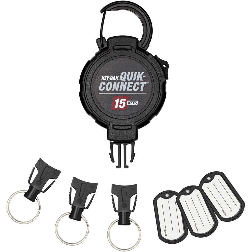 Retractable Key Rings & Gear Tethers, Type: Retractable Key Ring , Style: Carabiner , Interchangeable: Yes , Extended Length (Inch): 48 , Color: Black  MPN:0KM2-43A24