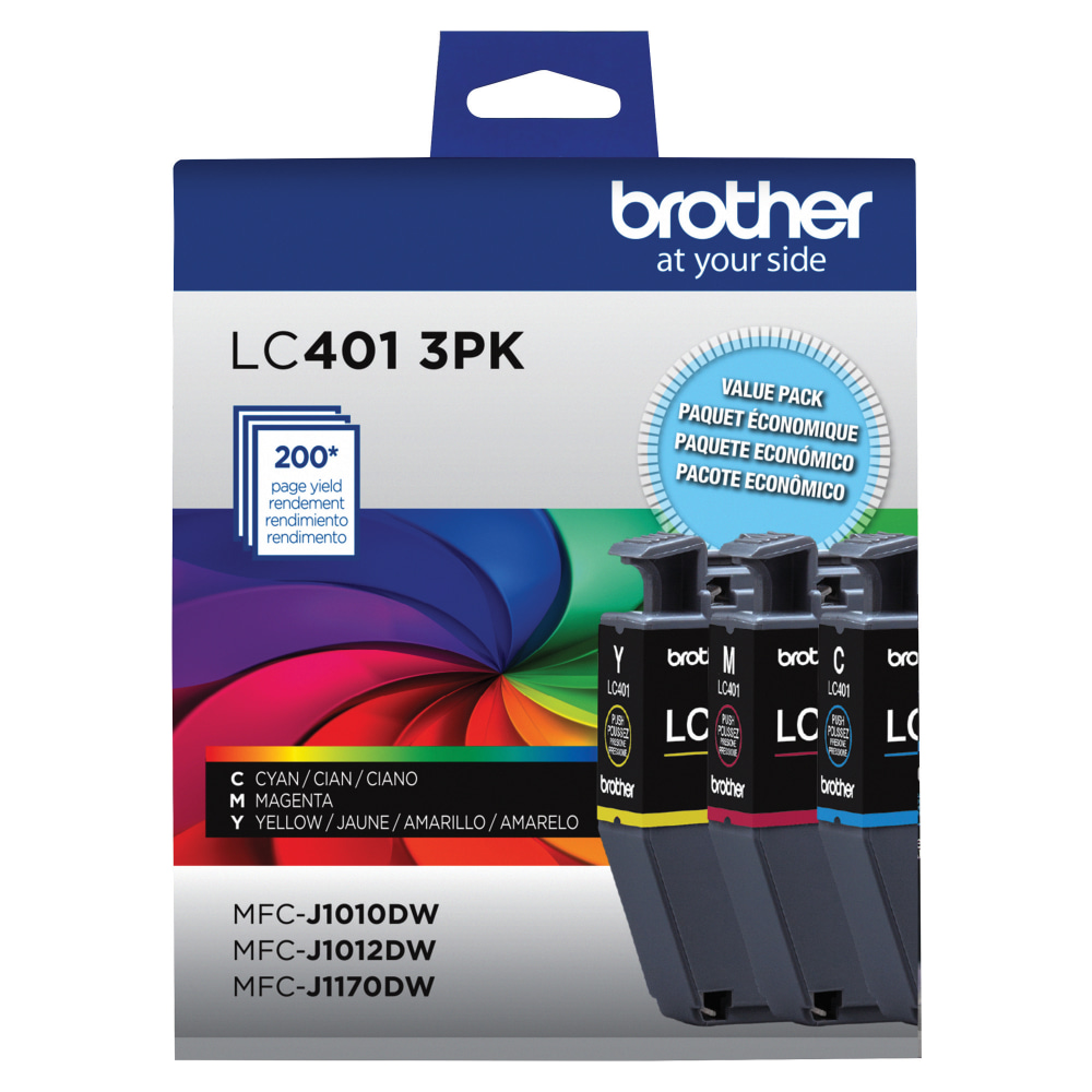 Brother LC4013 Cyan, Magenta, Yellow Ink Cartridges, Pack Of 3, LC4013PK (Min Order Qty 3) MPN:LC4013PKS