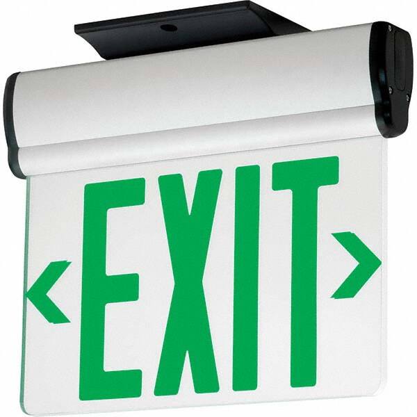 Illuminated Exit Signs, Number of Faces: 1, Light Technology: LED, Letter Color: Green, Mount Type: Surface Mount, Housing Material: Aluminum MPN:93043119