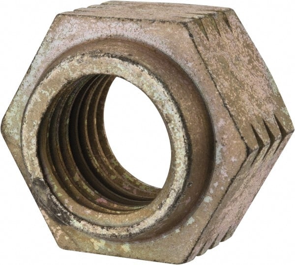 Hex Lock Nut: Distorted Thread, 1-1/8-7, Grade L9 Steel, Cadmium Dichromate Finish MPN:446022BR