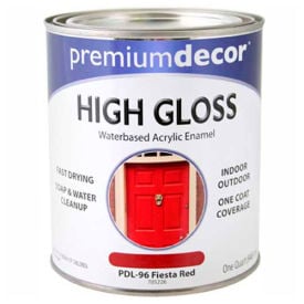 Premium Dcor Waterborne Acrylic Enamel Gloss Finish Fiesta Red Quart - 705226 705226