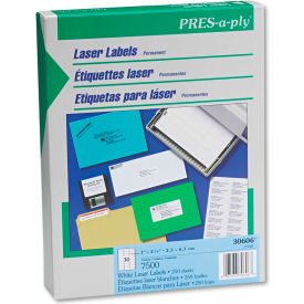 Avery® Pres-A-Ply Laser Address Labels 1 x 2-5/8 White 7500/Box AVE30606