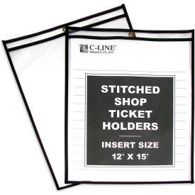 C-Line Products Shop Ticket Holders Stitched Both Sides Clear 12 x 15 25/BX 46125