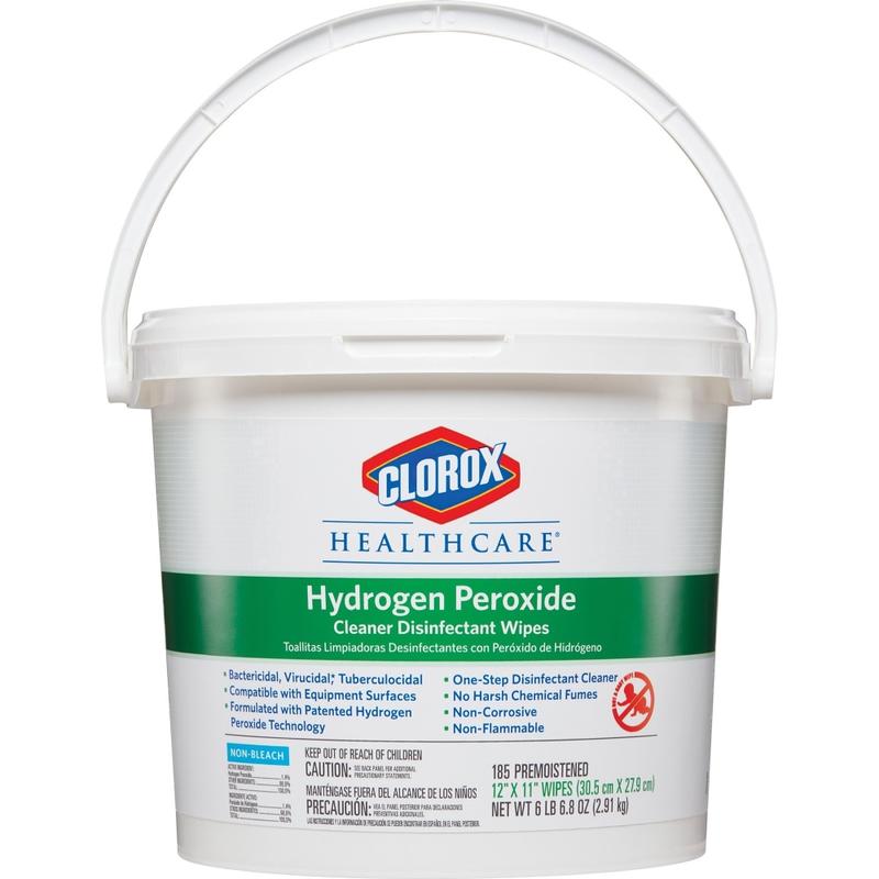 Clorox Healthcare Hydrogen Peroxide Cleaner Disinfectant Wipes - Wipe - 185 / Bucket - 2 / Carton - White MPN:30826CT