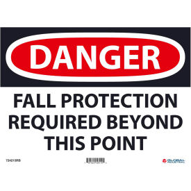 GoVets™ Danger Fall Protection Required Beyond This Point 10x14 Rigid Plastic 215RB724