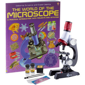 AmScope 100X-1200X LED Kids Beginner Microscope Toy Set Slides Preparation Kit & Microscope Book M28-KT1-W-WM