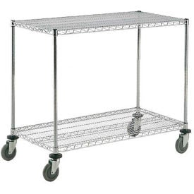 Nexel® Adjustable Chrome Wire Shelf Cart w/2 Shelves 800 Ib. Capacity 36