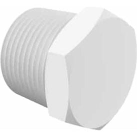 Eldon James 3/4-14 NPT Threaded Hex Plug White Polypropylene P12WP