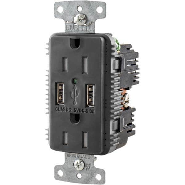 USB Receptacles, Number of USB Ports: 2, Number of Receptacles: 2, Number Of Usb Ports: 2, Charging Power (A): 5, Number Of Receptacles: 2, Amperage: 15 MPN:USB15A5BK