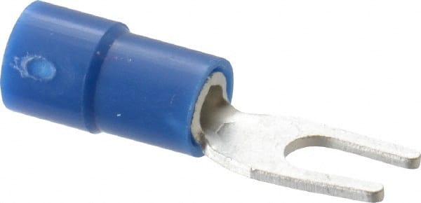 Standard Fork Terminal: Blue, Vinyl, Partially Insulated, #6 Stud, Crimp MPN:TV14-6F-XV