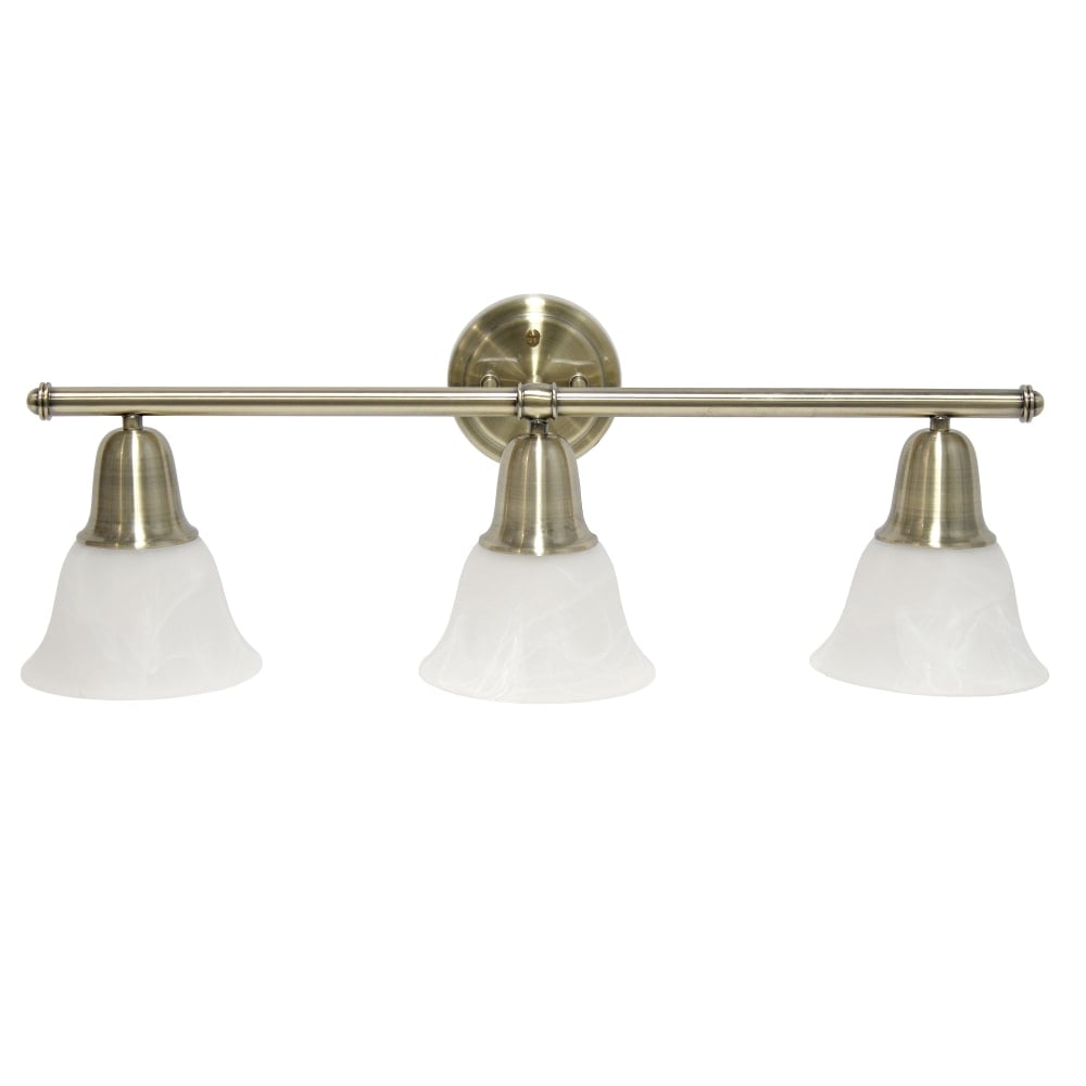 Lalia Home Essentix 3-Light Wall Mounted Vanity Light Fixture, 26-1/2inW, Alabaster White/Antique Brass MPN:LHV-1007-AB