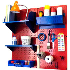 Wall Control Pegboard Hobby Craft Organizer Storage Kit Red/Blue 32