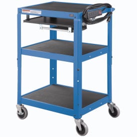 GoVets™ Steel Mobile Workstation Cart with Slide out keyboard and Mouse Shelf-Blue 541BL334