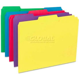 Universal® Recycled Interior File Folders 1/3 Cut Top Tab Letter Assorted 100/Box UNV12306***