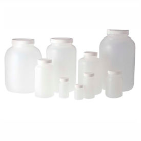 Qorpak PLC-03582 8.5oz Natural HDPE Wide Mouth Round Bottle with 53-400 White PP Cap Case of 48 PLC-03582