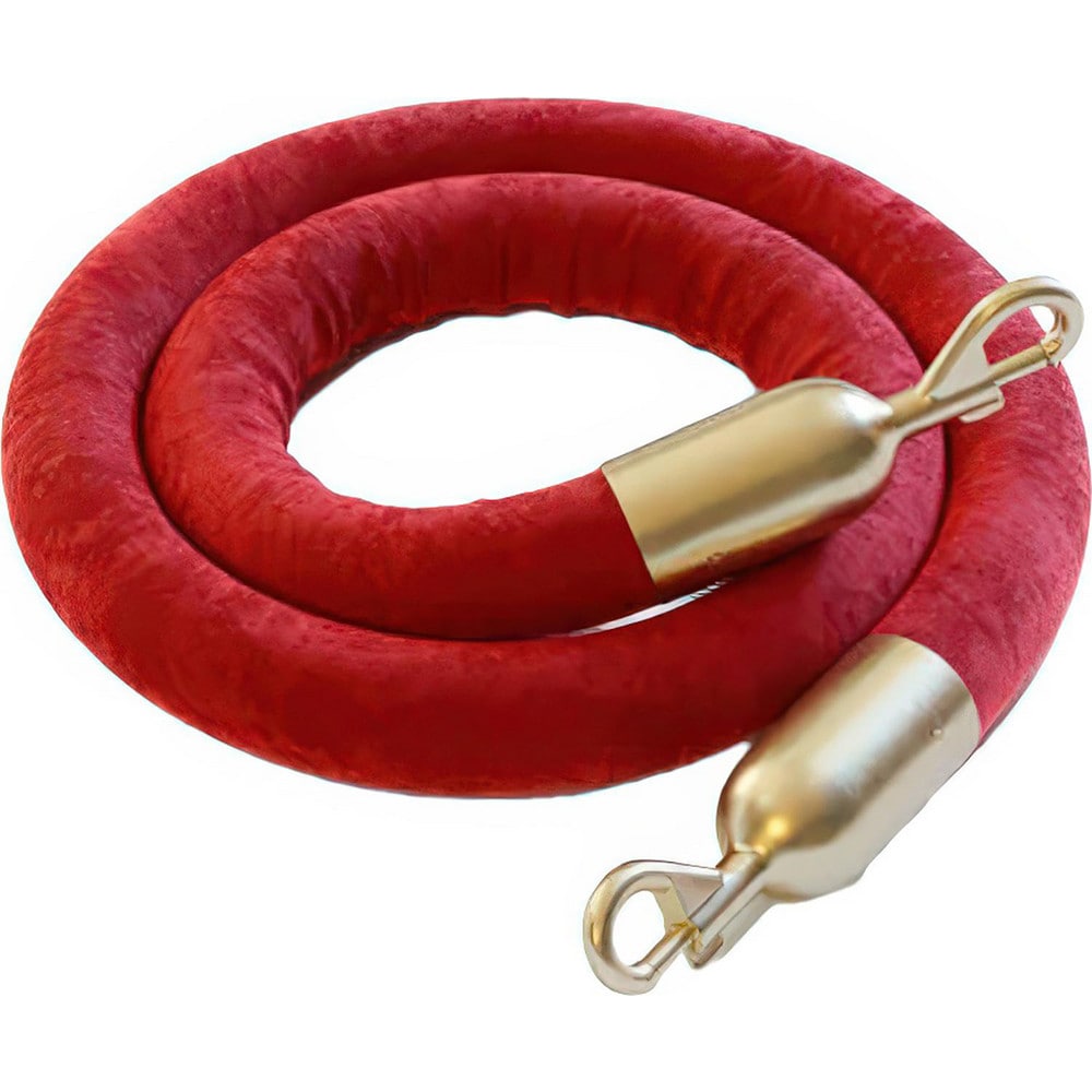 Barrier Rope & Chain, Snap End Material: Satin Brass , Hook Fitting Material: Steel , Color: Red , Length Ft.: 6.000 , Rope/Chain Color: Red  MPN:TRADVRR6SBS