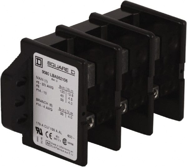 3 Poles, 135 (Aluminium), 175 (Copper) Amp, Phenolic Power Distribution Block MPN:9080LBA362106