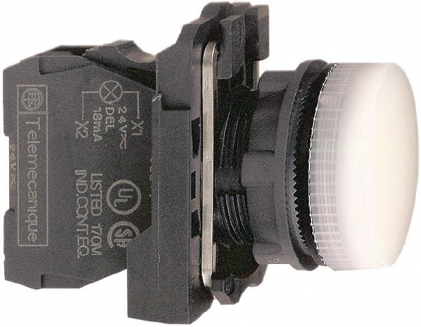 24 VAC/VDC at 50/60 Hz White Lens LED Pilot Light MPN:XB5AVB1