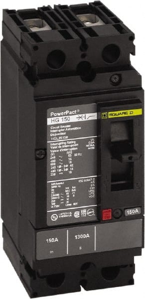 35 Amp, 250 VDC, 600 VAC, 2 Pole, Panel Mount Molded Case Circuit Breaker MPN:HDL26035