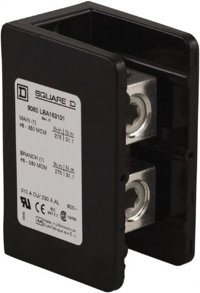 1 Pole, 340 (Aluminium), 420 (Copper) Amp, Phenolic Power Distribution Block MPN:9080LBA164101