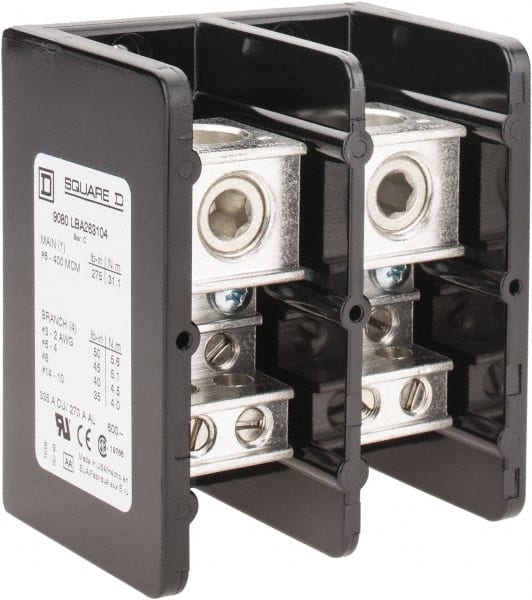 2 Poles, 270 (Aluminium), 335 (Copper) Amp, Phenolic Power Distribution Block MPN:9080LBA263104