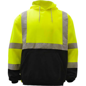 GSS Safety 7001 Class 3 Pullover Fleece Sweatshirt with Black Bottom Lime 2XL 7001-2XL