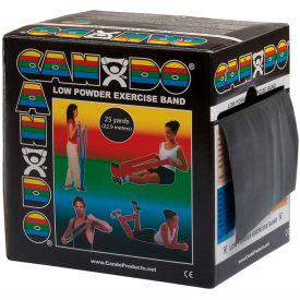 CanDo® Low Powder Exercise Band Black 25 Yard Roll 1 Roll/Box 10-5275