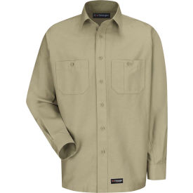 Wrangler® Men's Canvas Long Sleeve Work Shirt Khaki Regular-4XL-WS10KHRG4XL WS10KHRG4XL
