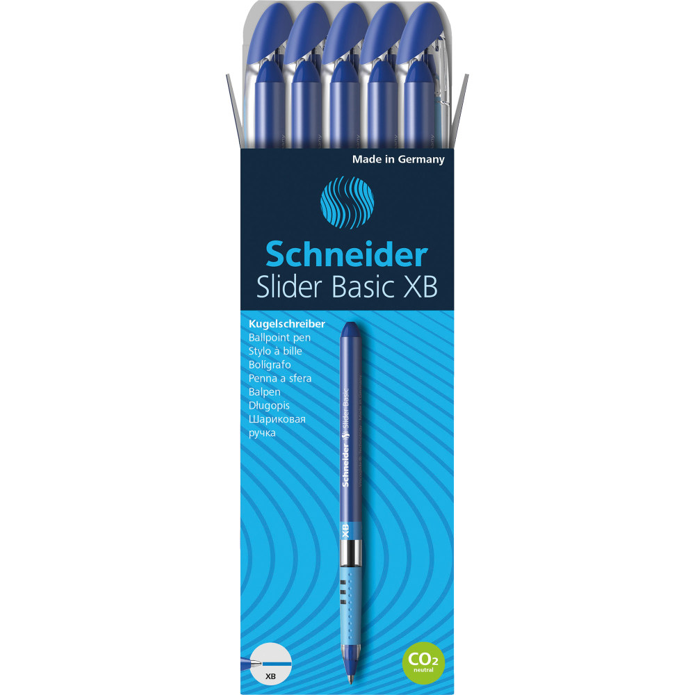 Schneider Slider Basic XB Ballpoint Pens - Extra Broad  - 1.4 mm Pen Point Size - Blue Ink - Rubberized Barrel - Stainless Steel Tip - 10 / Box (Min Order Qty 4) MPN:RED151203