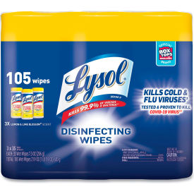 LYSOL® Disinfecting Wipes Lemon And Lime 35 Wipes/Canister 3 Canisters/Pk 4 Pks/Carton 82159CT