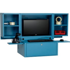 GoVets™ Countertop Fold-Out Computer Cabinet Blue 428BL695