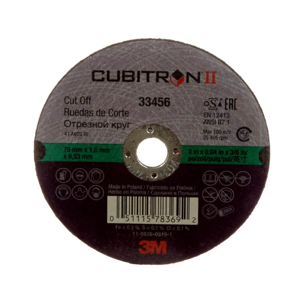 Cutoff Wheels, Hole Size (Inch): 0.375 in , Abrasive Material: Ceramic , Maximum Rpm: 25465 , Hole Shape: Round , Wheel Color: Black  MPN:7100032406