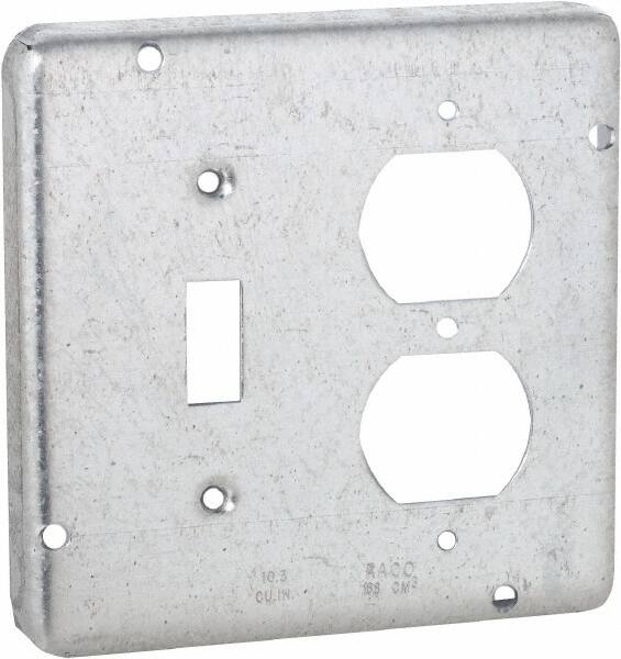 Electrical Box Cover: Steel, 4.688