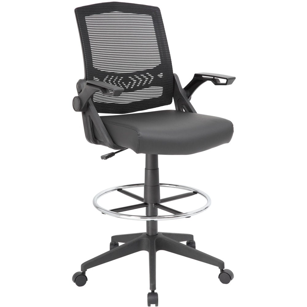 Black Flip Arm Drafting Stool: 25-1/2 to 28-1/2