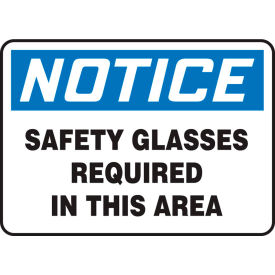 Accuform MPPA801VP Notice Sign Safety Glasses Required In This Area 14