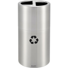 GoVets™ Round Multi-Stream Recycling Can 25 Gallon Total Satin Aluminum 601641