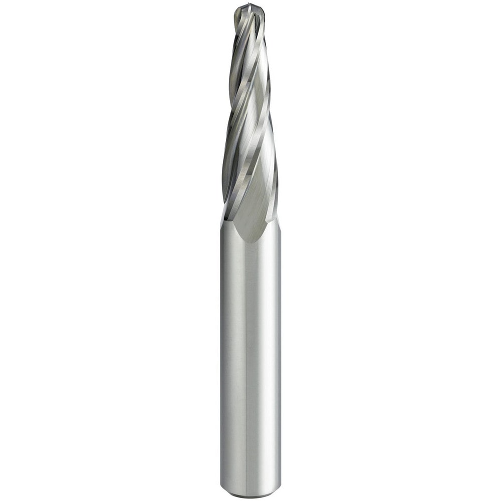 Tapered End Mills, Mill Diameter (Decimal Inch): 0.1575 , Mill Diameter (mm): 4.00 , Length of Cut (mm): 30.0000 , Taper Angle Per Side: 4.00  MPN:10563472