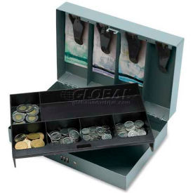 Sparco Steel  Cash Box 15508 w/6 Compartment Tray Combo Lock 11-1/2