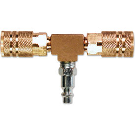 Primefit (2-Way) T-Style Air Manifold with Industrial 6-Ball Brass Couplers 1/4