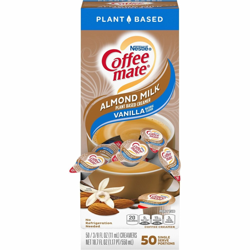 Coffee mate Almond Milk Vanilla Liquid Creamer Singles - Vanilla Almond Milk Flavor - 0.38 fl oz (11 mL) - 50/BoxTub (Min Order Qty 7) MPN:NES42258