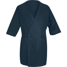 Red Kap® Collarless Butcher Wrap W/Exterior Pockets Navy Polyester/Combed Cotton L WP10NVRGL