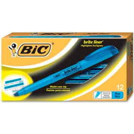 Bic® Brite Liner Highlighter with Pocket Clip Chisel Tip Blue Ink Dozen BL11BE