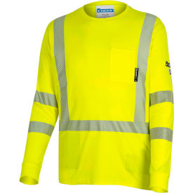 Oberon™ Men's Lightweight Long Sleeve Flame Resistant Safety Shirt L HI-Vis Yellow ZFI306-L