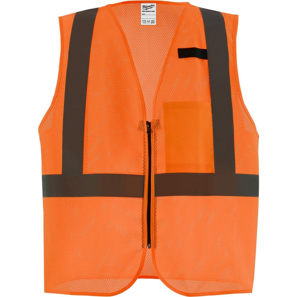 High Visibility Vests, Size: Small, Medium , Color: Orange , Closure Type: Zipper , Number of Pockets: 1.000 , Chest Size (Inch): 38-42  MPN:48-73-2255