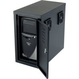 GoVets™ CPU Side Cabinet with Front/Rear Doors and 2 Exhaust Fans - Black 309ABK249