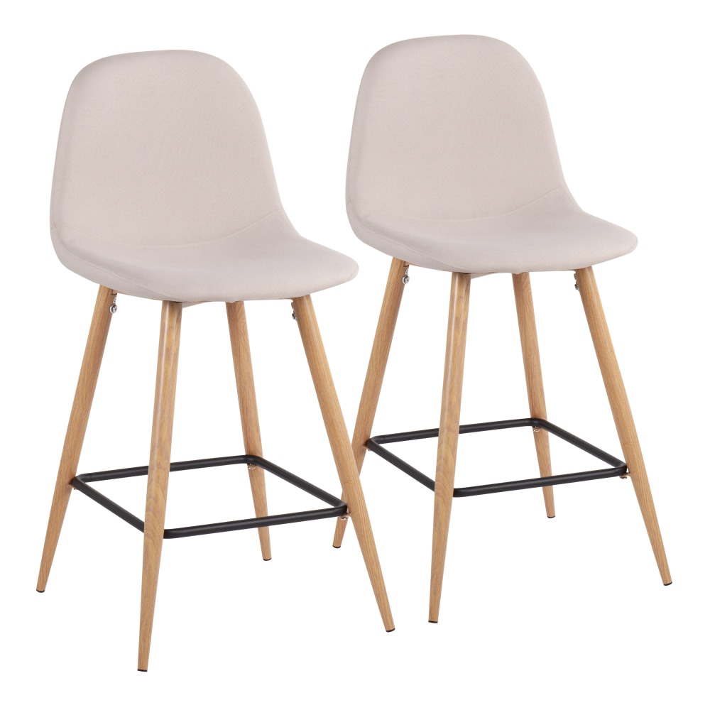 LumiSource Pebble Counter Stools, Natural/Beige, Set Of 2 Stools MPN:B24-PEB NABG2