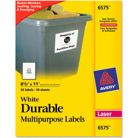 Avery® Permanent Durable ID Laser Labels 8-1/2 x 11 White 50/Pack 6575