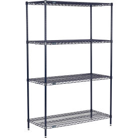 Nexel® 4 Shelf Nexelon® Blue Wire Shelving Unit Starter 60